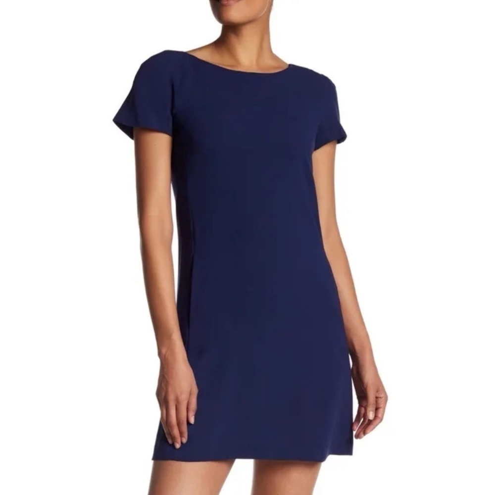 Theory navy crepe Jamelya scoop back mini dress